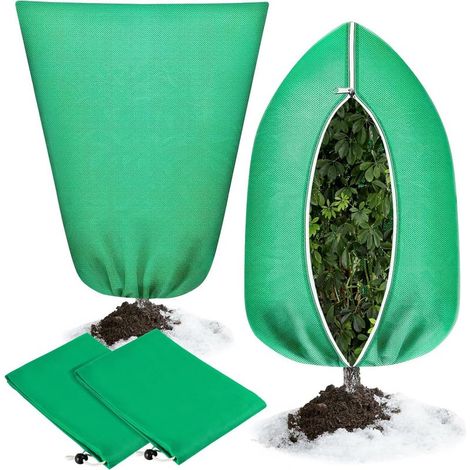 Housse de protection hivernale pour plantes, 2 pièces, tissu non tissé 70 g/m², 80 x 120 cm, antigel et coupe-vent, avec fermeture éclair et cordon de serrage, pour plantes en pot, palmiers et olivier (1/5)