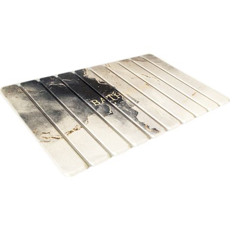 Tapis de bain en pierre de diatomite Tapis de sol de salle de bain antidérapant, ultra-absorbant et à séchage rapide Style épuré Tapis de douche en terre de diatomées pour salle de bain, cuisine et (1/5)
