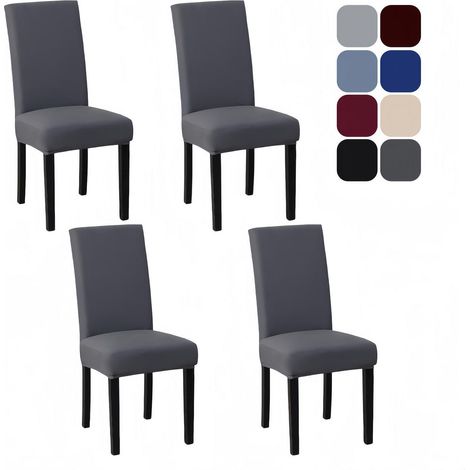 Stuhlhussen 4er Set für Esszimmerstühle, Stretch, Grau (1/5)