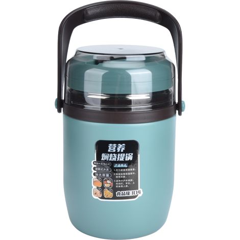 Récipient alimentaire isolé en acier inoxydable 304, multicouche, étanche, empilable, boîte à déjeuner thermique 2L pour employé de bureau, vert menthe (1/5)