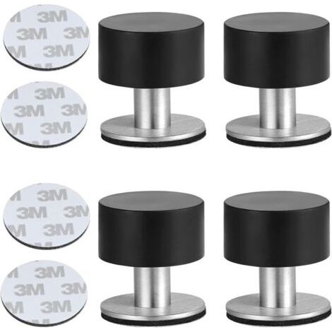 4pcs Butées Porte Adhesive Acier Inoxydable Butoir Arrêts Porte Door Stoppers Avec Caoutchouc Antichoc pour Montage Mural ou au Sol avec Ruban Adhésif Double Face 3M (1/5)