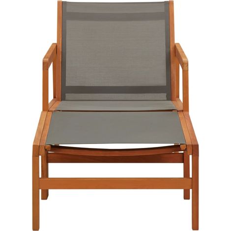Chaise de jardin,Chaise d'extérieur et repose-pied Gris Eucalyptus et textilène CFW1671668 (1/5)