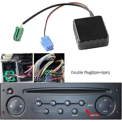 Adaptateur audio Bluetooth pour voiture 2024, interface mini ISO 6/8 broches pour autoradios et lecteurs CD Renault (modèles 2005-2011).