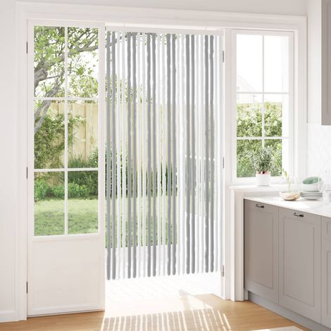 vidaXL Rideau anti-insectes en chenille Gris et blanc 100 x 200 cm (1/5)