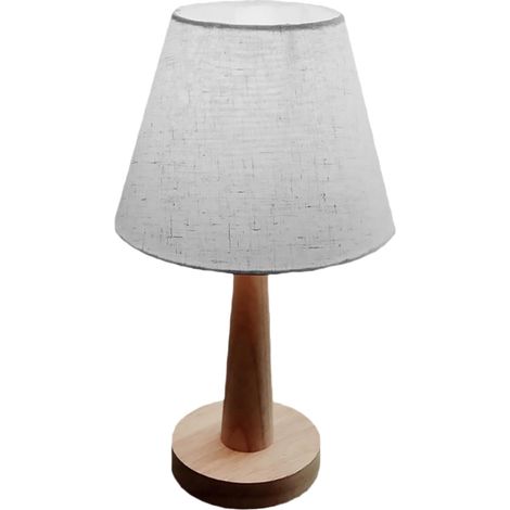Lampe de Table Veilleuse en Bois Abat-Jour Tissu, Chevet LED pour (1/5)