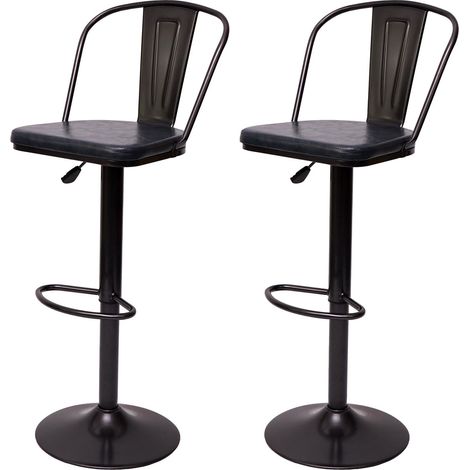 [NON UTILIZZATO] Set 2x sgabelli design industriale HHG-441a acciaio verniciato ecopelle grigio (1/5)