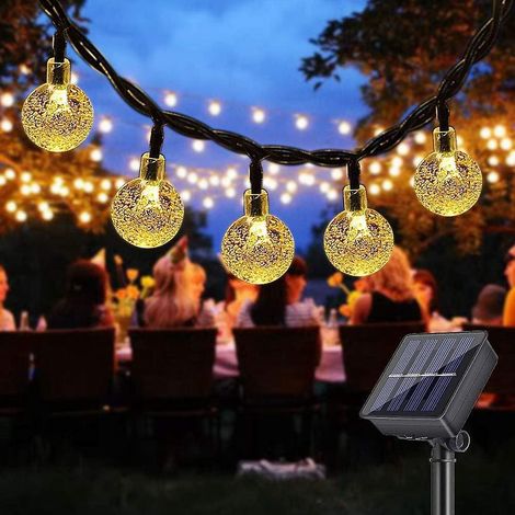 20pcs 5m Led Lampes D'extrieur  Nergie Solaire (blanc Chaud), Lampes De Jardin Tanches  Nergie Solaire, Boule De Cristal Dcorative Guirlande Lumi (1/5)
