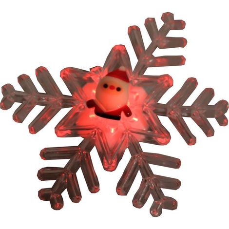 Decorazione natalizia a LED - Fiocco di neve con testa di Babbo Natale su ventosa, luce colorata