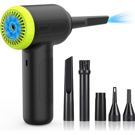 Aspirateur Voiture Souffleur PC Electrique 2 en 1，6000 mAh，5500 TR/Min 3 Vitesses Bombe Air Sec - Nettoyage PC avec Lumière LED，Souffleur Air Comprimé pour Clavier d'ordinateur de Voiture. (1/5)