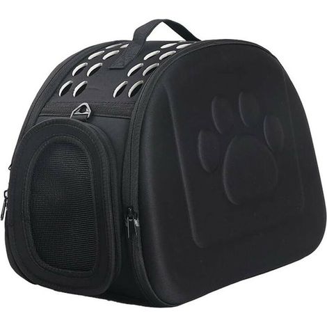 Transport du chat- Sac de Transport d'animaux pour Chien Chat Lapin Respirable Démontable Lavable (Noir) (1/5)