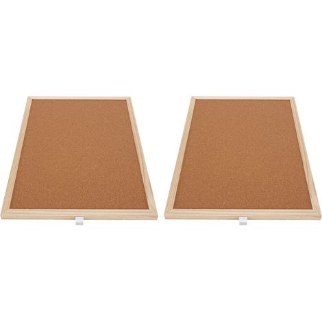 Lot de 2 tableaux en liège 30x40cm avec cadre en bois, décoration murale pour bureau, tableau d'affichage mémo et punaises (1/5)