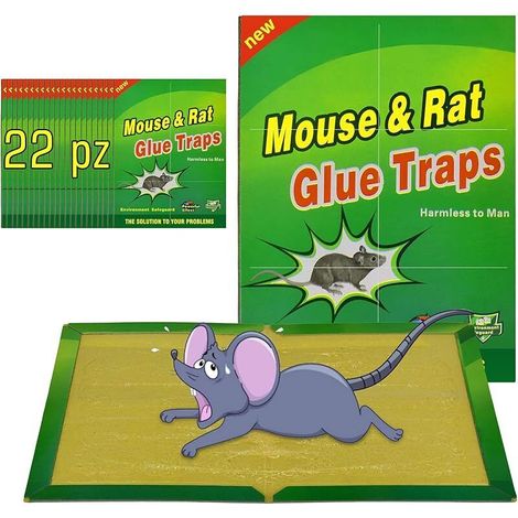 Piege a Souris Rat Colle Collant 22 Pièces Pièges à Souris Attrape Anti Souris Rat Glue Plaque Collante Piège Souris et à Rats Puissant Mouse Trap Mulot Exterieur Efficace Interieur