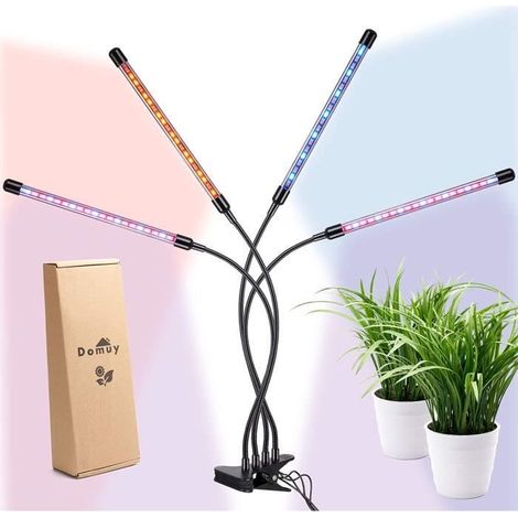 Lampe de Croissance LED Horticole - Domüy - 4 Tubes - Spectre Lumière Couleur Complet - Minuteur Automatique (1/4)