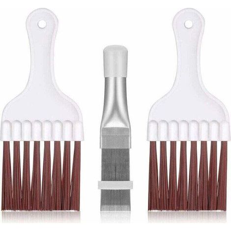 3 Pièces Brosse de Nettoyage pour Condenseur de Climatiseur, Nettoyeur d'Ailettes de Climatiseur en Acier Inoxydable, Brosse de Fouet de Nettoyage de Bobine de Réfrigérateur (1/4)