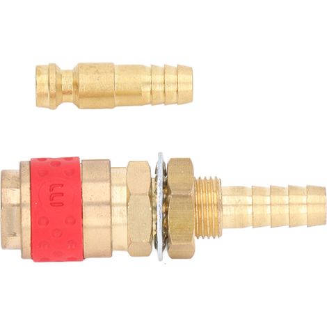 8-mm-Schlauchadapter für Schweißbrenner, Messinganschluss, Schnellkupplung, MIG/TIG-Brenner-Montagesatz, rot (1/5)