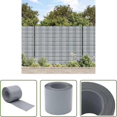 vidaXL Clôture métallique - Brises-vues de jardin 10 pcs gris 252,5x19 cm PVC (1/5)
