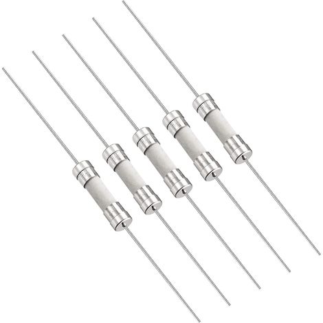 250V T2.5A 5mm x 20mm Slow Blow Fuse x 5pcs Slow Blow Time Delay Ceramic Fuse with Wire for Circuit Device Repair, [Silver] (1/4)