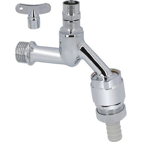 Robinet de purge avec tête de clé tubulaire DN15(1/2") chrome MS et aérateur de tuyau