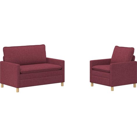 Sofa Set 2 stk. Weinrot Stoff vidaXL (1/5)