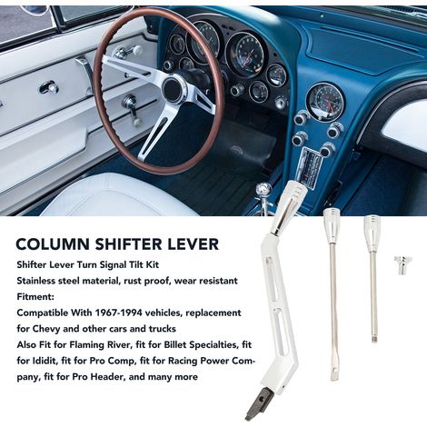 Componenti + Gruppo Segnale Tilt Leva Freccia + Acciaio Inox Lucido + Kit Cromato Billet 4 Pezzi Compatibile 1967‑1994 (1/5)