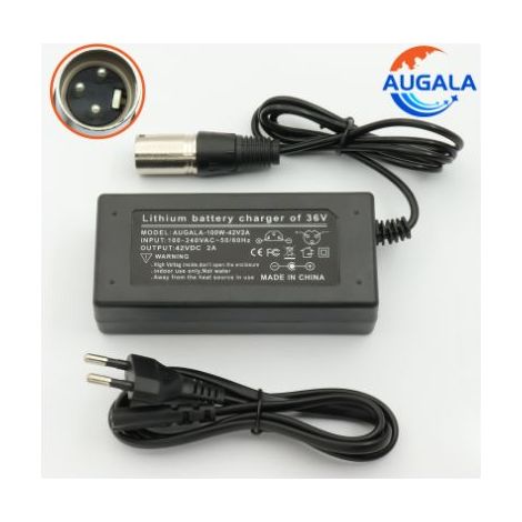 Online Store - Chargeur de batterie 36 V 2 A (sortie 42 V 2 A, entrée 100-240 V CA) pour vélos électriques 36 V série 10 (norme UE). (1/4)