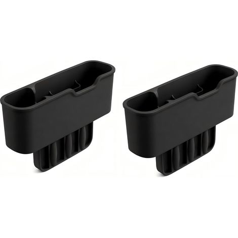 Organiseur de fente de siège auto en silicone, organisateur de voiture pour siège et console centrale, boîte de rangement pour téléphone, cartes, clés et petits objets (Noir, lot de 2) (1/5)