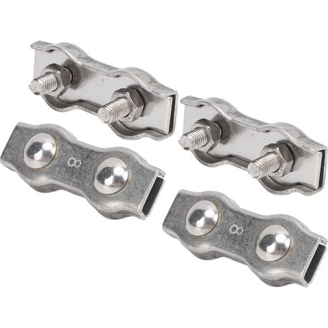 Lot de 4 serre-câbles duplex M8 en acier inoxydable à 2 poteaux (1/5)