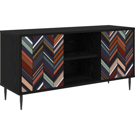 Meuble TV OMMEN 102 x 33 x 51 cm Chêne noir Bois d'ingénierie vidaXL (1/5)