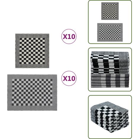 Panni da cucina - vidaXL Set Strofinacci 20 pz in Cotone Nero e Bianco - Panni per ospiti