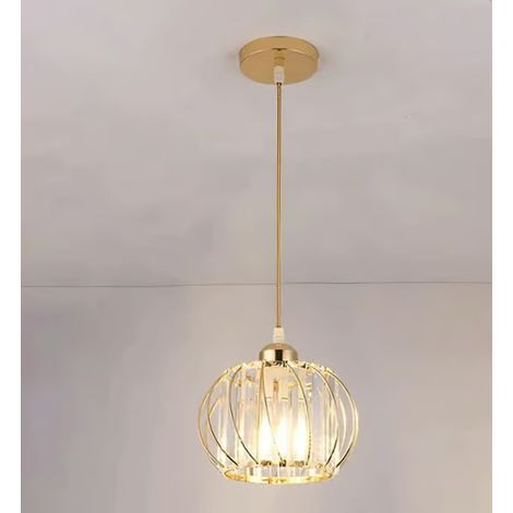Plafonnier moderne en cristal, lustre en cristal noir avec abat-jour cage de 18 cm, 1 pièce, idéal pour entrée, couloir ou cuisine. (1/2)