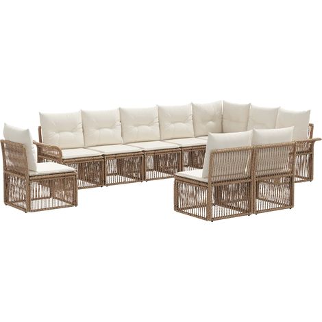 Gartensofa-set 10 pcs Beige Poly-Rattan vidaXL