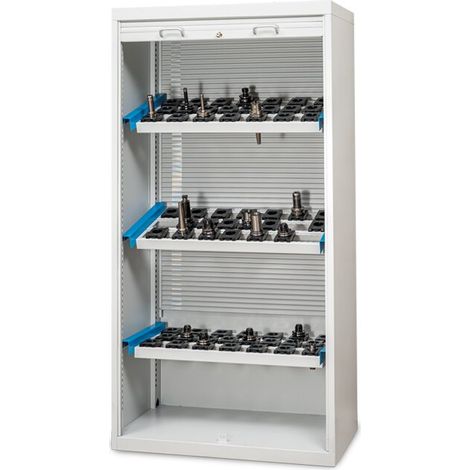 CNC-Rollladenschrank mit Kunststoff Rollladen inkl. 3 x CNC-Werkzeugaufnahmerahmen geneigt oder gerade einsetzbar, , Tiefe 500, R 36-16 Maße in mm (BxTxH): 1000 x 500 x 1950 (1/4)