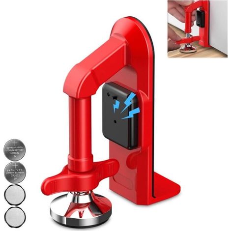 Butée de porte portable avec alarme antivol 80 dB, réglable et facile à installer, idéale pour la maison, le bureau et les voyages (rouge) (1/4)