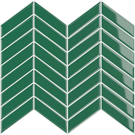 Adhesive pour Cuisine Chevrons Vert 6 Pièces 3D Stickers Carrelage Adhesif Mural Salle de Bain Imperméable Dalle PVC Adhesive Murale Vert Buanderie Cheminée 30.5 cm × 30.5 cm (1/5)