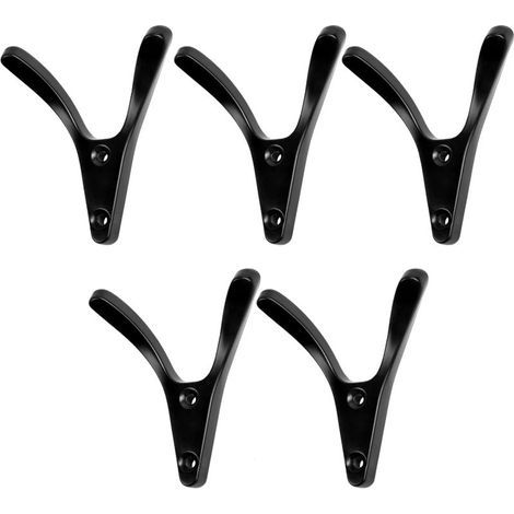 Set di 5 ganci appendiabiti retrò con doppia chiusura e viti per appendere vestiti su porte e pareti della camera da letto. (1/4)
