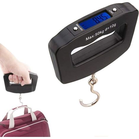 Mini Balance de Bagage Portable Balance numérique Balance Steelyard 110lb / 50kg avec pêche Suspendu Crochet Tare Fonction écran LCD rétro éclairé pour la Maison Ferme Chasse en Plein air (1/5)