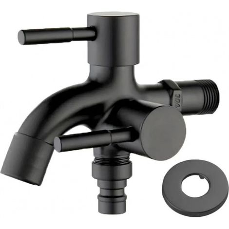 Universal double-head stainless steel 1/2 inch tap, outdoor double-head garden tap, rust and frost resistant. (1/5)