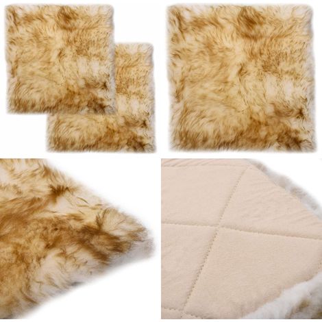 Coussins de chaise lot de 2 Mélange de marron Mouton véritable - Coussins De Chaise - Couvertures De Siège - Décoration Intérieure - Confort - Luxe - Home & Living (1/5)