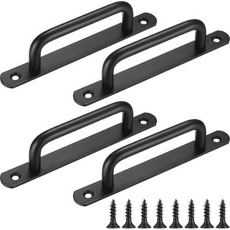4 Pièces Poignée de Porte de Grange Coulissante,Traction de Poignée de Porte Coulissante avec Plaque Acier Inox pour Portes de Grange Armoire Placard (1/5)