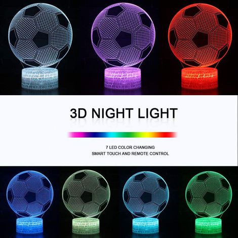 Lampada notturna a LED 3D a forma di pallone da calcio con telecomando, 7 colori selezionabili, interruttore touch, luce notturna USB dimmerabile, regalo di compleanno, regalo di Natale per ragazze e  (1/4)