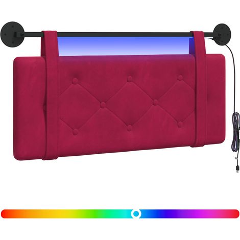 Maison Exclusive - Tête de lit suspendue Avec lumière LED Bordeaux Velours (1/5)