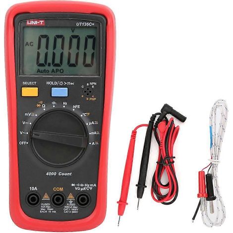 Multimètre numérique UNI T UT136c avec sélection automatique de la gamme, appareil de mesure de tension, de courant et de température AC/DC (1/4)