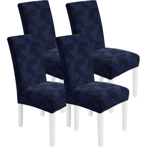 Stuhlhussen 4er Set, Stretch, Dunkelblau, Universell, Waschbar (1/5)