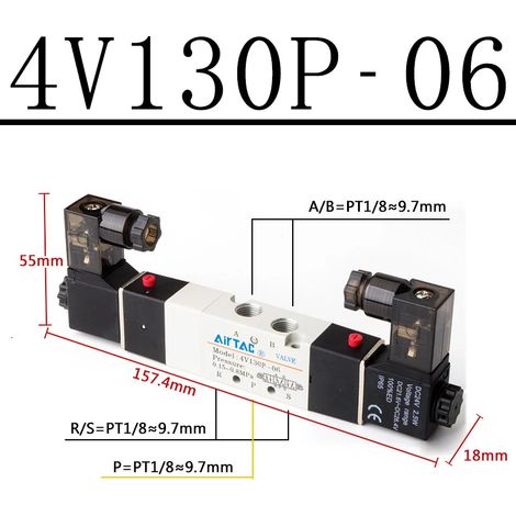 (4V130P-06-AC24V) Électrovanne pneumatique de qualité supérieure, commande directionnelle, vanne magnétique (1/5)