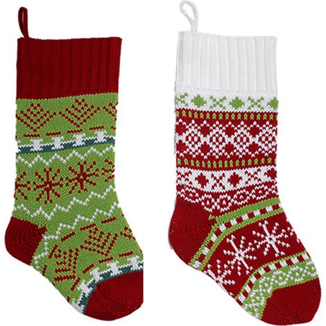 Chaussette De Noël Tricotée - Motif Cable Classique - Acrylique Doux - Pour Décoration Intérieure Et Cadeaux - Lot De 2 (1/5)