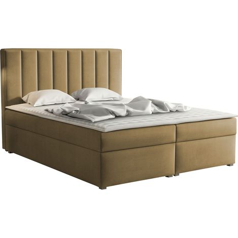 Lit boxspring Pomona 116, Magic velours 2206, Continental, Double, 140x200, Tissu, Disponible, 143x215x115cm (1/5)
