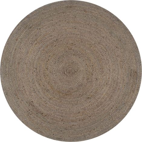 Alfombra redonda de yute hecha a mano 90 cm gris DEC023457 (1/5)