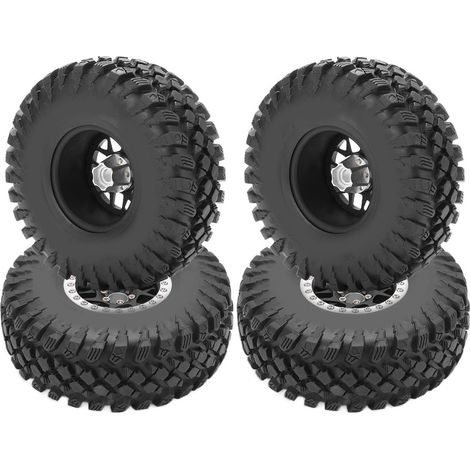 1/10 RC Pneus Similaires Jantes Alliage Aluminium Haute Adhérence pour SCX10 RR10 Wraith 90048 Argent Noir (1/5)