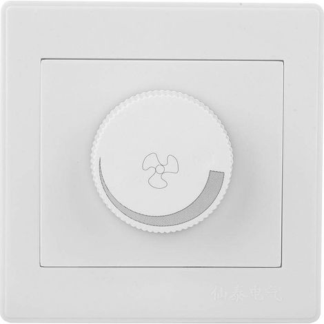 Interrupteur de contrôle de vitesse, ventilateur de plafond Interrupteur de contrôle de vitesse Bouton de panneau mural blanc AC250V 100W 86x86mm Convient pour les ventilateurs électriques Lampes à in (1/5)