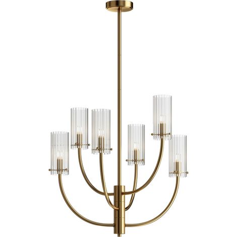 [GEBRAUCHT] Maytoni Arco Hängeleuchte Hängeleuchte Lampe Kronleuchter 6 Flmg. G9 Messing Kla B-Ware